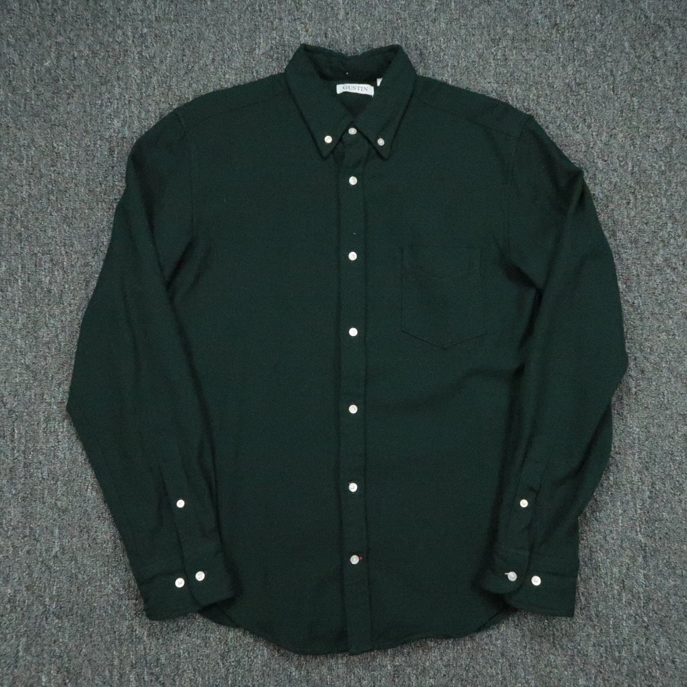 Gustin Shirt Mens Large Green Slim Fit Long Sleeve Oxford Button Down Flannel